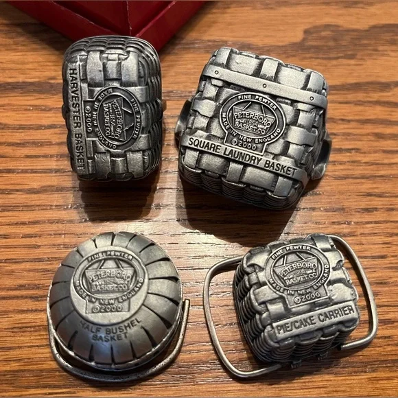 Lot of 4 Peterboro Basket Co. miniature pewter baskets. - Picture 5 of 5